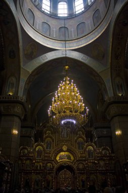 Jitomir, Ukrayna - 24 Şubat 2019: İç Jitomir katedralde kutsal başkalaşım
