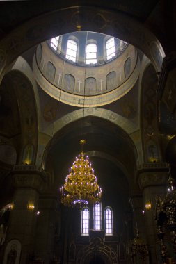 Jitomir, Ukrayna - 24 Şubat 2019: İç Jitomir katedralde kutsal başkalaşım