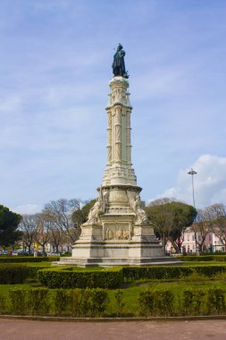 Lisbon, Portekiz - 1 Mart 2019: Anıt Afonso de Albuquerque Lizbon Belm Sarayı önünde