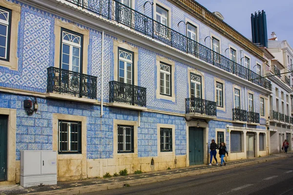 Lisboa Portugal Marzo 2019 Edificios Antiguos Con Azulejo Distrito Belem —  Fotos de Stock