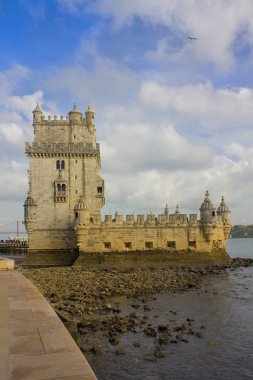 Lisbon, Portekiz - 1 Mart 2019: Belem Kulesi Lizbon