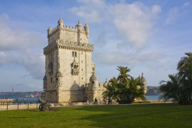 Lisbon, Portekiz - 1 Mart 2019: Belem Kulesi Lizbon