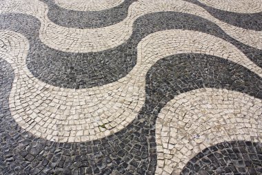 Geleneksel desen kaldırım taşı kaldırım (calada portuguesa) Belem, Lisbon, Portekiz
