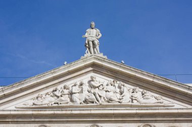 Lisbon, Portekiz - 1 Mart 2019: Parça, Ulusal Tiyatro ö. Mary II Rossio Meydanı Lizbon
