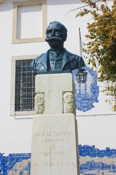 Lisboa Portugal Marzo 2019 Busto Julio Castilho Miradouro Santa Luzia — Foto de Stock