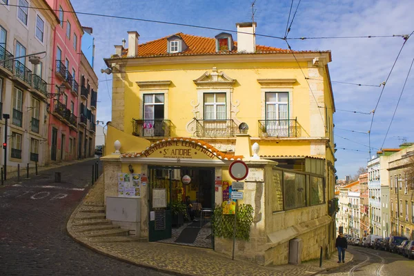 Lisbon Portekiz Mart 2019 Pitoresk Kafe Lizbon Alfama Lçesi Nde — Stok fotoğraf