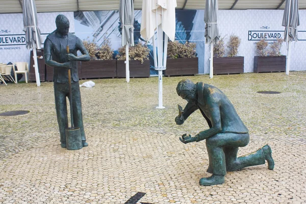 Lisbona Portogallo Marzo 2019 Monumento Alle Pavimentazioni Monumento Calceteiro Praa — Foto Stock