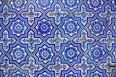 Mavi ve beyaz azulejos Portekiz panel