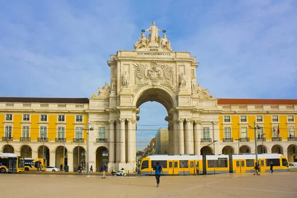 리스본 포르투갈 2019 유명한 오거스타 개선문 Praca Comercio 리스본에서 — 스톡 사진
