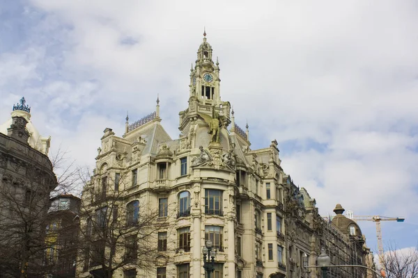 Porto Portugal Marzo 2019 Fachada Del Edificio Con Torre Del — Foto de Stock