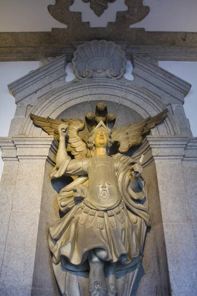 Porto Portugal Mars 2019 Sculpture Église Igreja Torre Dos Clerigos — Photo