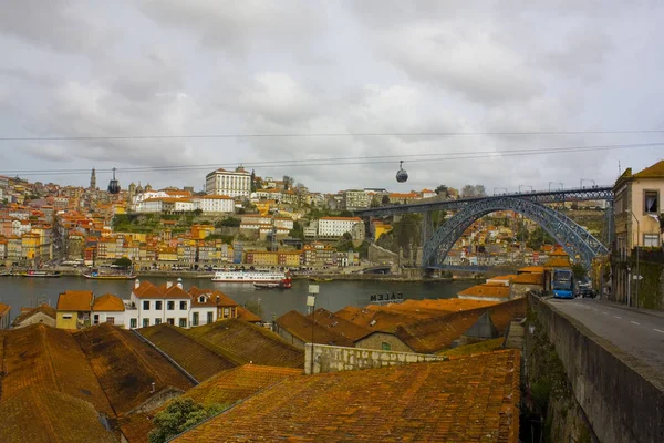 Porto Portugal Marzo 2019 Techos Rojos Lado Villa Nova Gaia — Foto de Stock