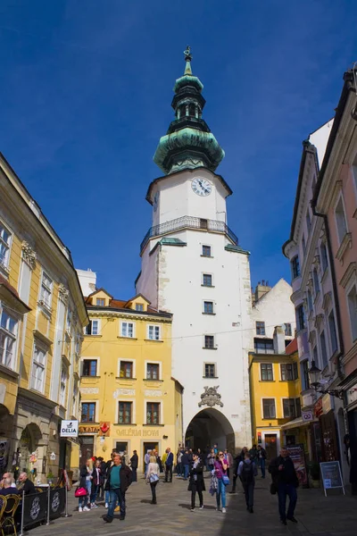 Bratislava Eslovaquia Abril 2019 Michael Tower Michalska Brana Casco Antiguo — Foto de Stock