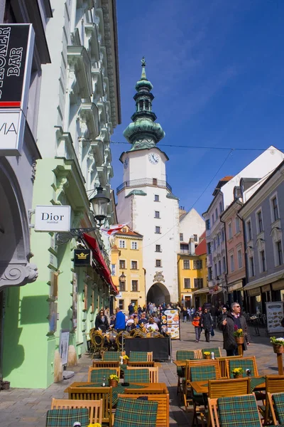 Bratislava Slovacchia Aprile 2019 Torre Michele Michalska Brana Nel Centro — Foto Stock