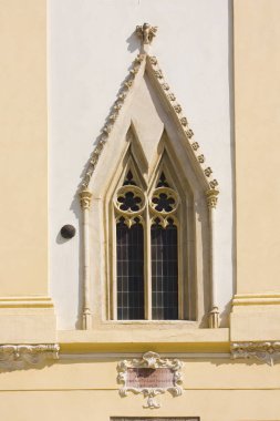 Bratislava, Slovakya-1 Nisan 2019: Bratislava ana meydanında eski Belediye Binası (Bratislava Şehir Müzesi (MESTSKE Muzeum)) parçası
