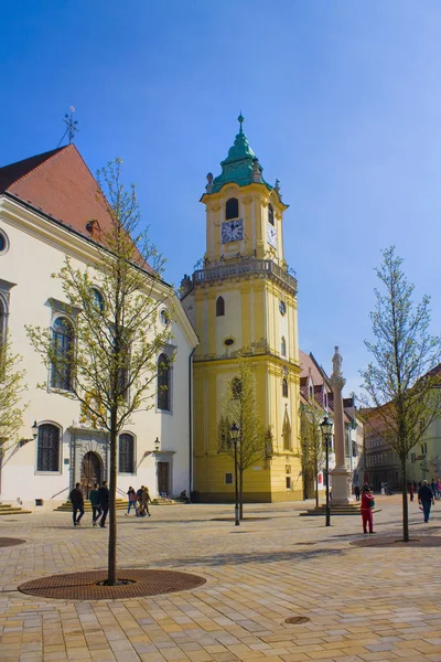 Μπρατισλάβα Σλοβακία Απριλίου 2019 Παλιό Δημαρχείο Στην Κεντρική Πλατεία Της — Φωτογραφία Αρχείου
