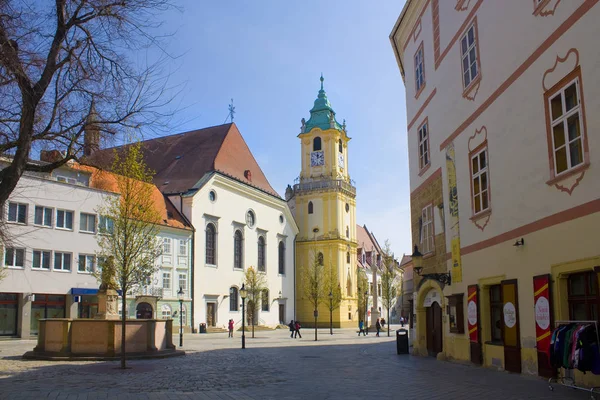 Bratislava Slovacchia Aprile 2019 Vecchio Municipio Sulla Piazza Principale Bratislava — Foto Stock