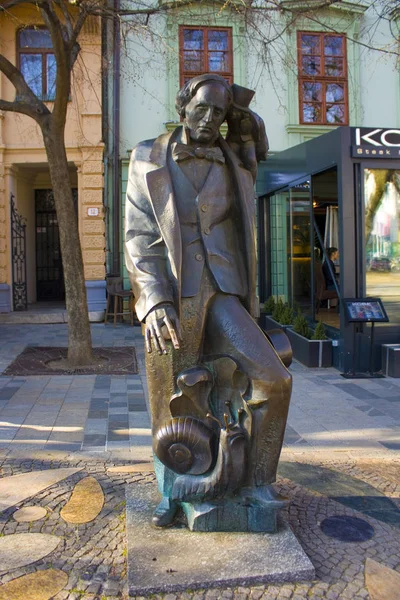 Bratislava Slovacchia Aprile 2019 Monumento Hans Christian Andersen Nel Centro — Foto Stock