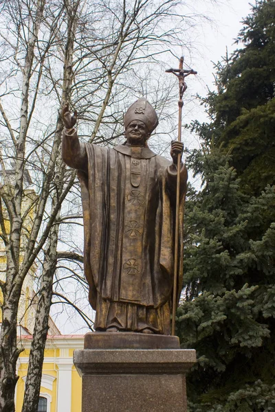 Monument Pope John Paul Saint Sophia Cathedral Zhytomyr Ukraine — Fotografia de Stock