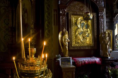 Radomysl, Ukrayna - 18 Mayıs 2019: Radomysl'de St. Nicholas hurch'un ünlü aynalama ikonu