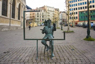 Belçika, Brüksel - 1 Mayıs 2019: Brüksel'de Pieter Bruegel Elder Anıtı