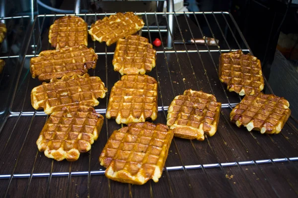 Baking Waffles Cafe Belgium — Stock Photo, Image