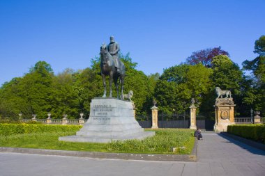 Equestrian statue of Leopold II, the second King of the Belgians, on Place du Trone (sculptor Thomas Vincotte) in Brussels, Belgium
