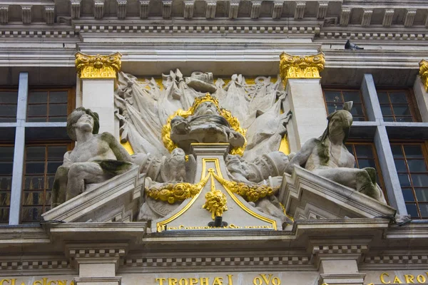 Bélgica Bruselas Mayo 2019 Rica Decoración Escultórica Del Guildhall Grand —  Fotos de Stock