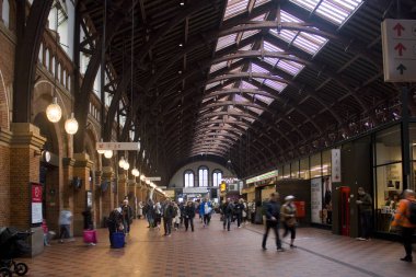 Kopenhag, Danimarka - 25 Mayıs 2019: Kopenhag Merkez İstasyonu'nun İç 