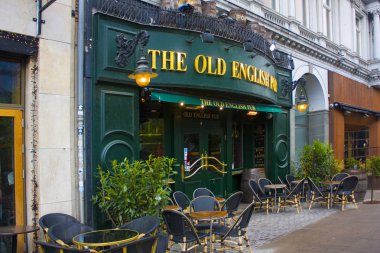 Kopenhag, Danimarka - 25 Mayıs 2019: Eski İngiliz Pub'ı, Kopenhag'da Old Town'da