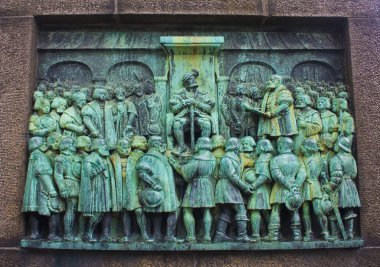 Kopenhag, Danimarka - 25 Mayıs 2019: Kopenhag'ın Eski Kenti'nde Reform anıtının parçası