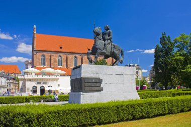 Wroclaw, Polonya - 18 Haziran 2019: Boleslaw Chrobry Anıtı (Boleslaw Brave) - Polonya'nın ilk kralı