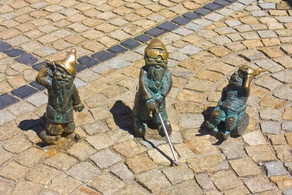 Wroclaw Poland June 2019 Small Bronze Statue Gnomes Name Gluchak — 스톡 사진