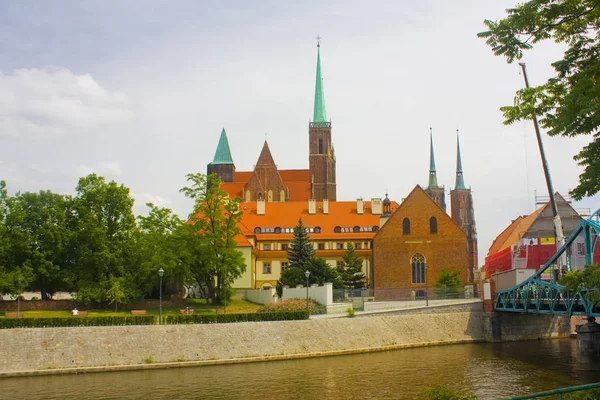 Wrocław Polska Czerwca 2019 Kościół Świętego Krzyża Ostrow Tumski Wrocławiu — Zdjęcie stockowe