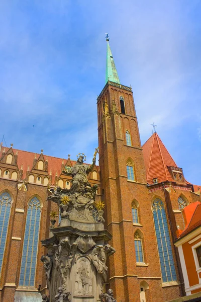 Wroclaw Polen Juni 2019 Statue Des Johannes Von Nepomuk Und — Stockfoto