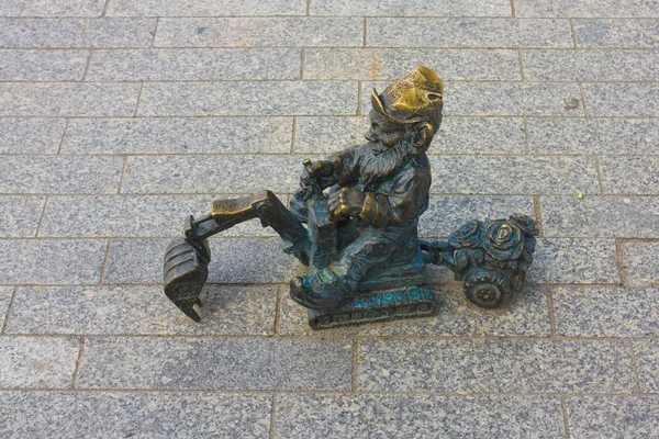 Breslau Polen Juni 2019 Die Kleine Bronzestatue Gnome Auf Zwerg — Stockfoto