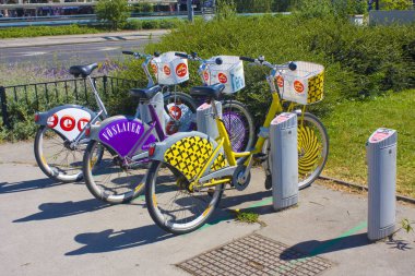Viyana, Avusturya - 30 Haziran 2019: Viyana Eski Şehir Citybike kiralama hizmeti