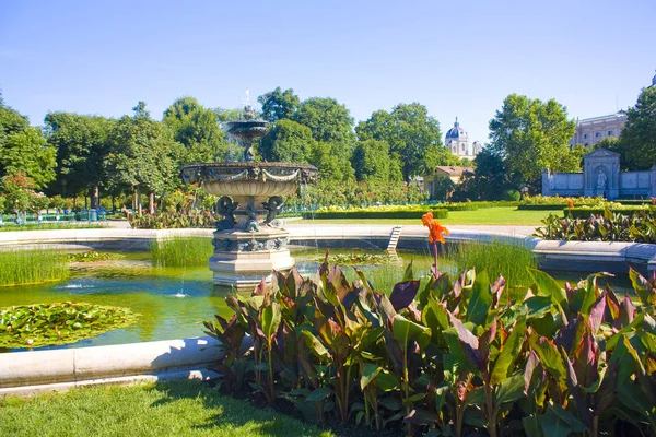 Wien Österrike Juni 2019 Vacker Fontän Volksgarten Folkets Trädgård Public — Stockfoto