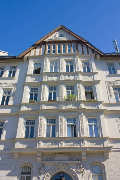 Régi Történelmi Épület Gazdag Díszítése Bécs Óvárosában Ausztria — Stock Fotó