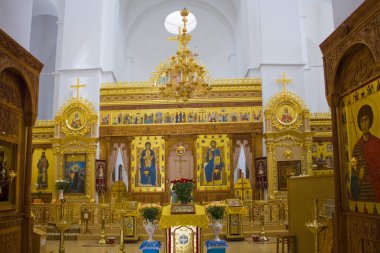 Chernigov, Ukrayna-Jule 20, 2019: Chernigov içinde Eletskiy varsayım manastırında bir kilise Iç