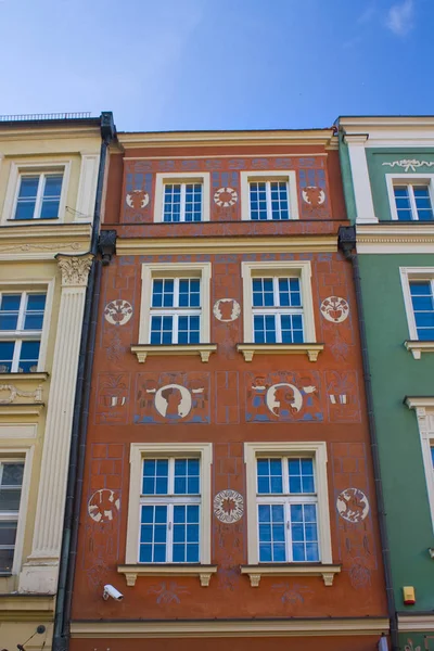 Façades Vieilles Maisons Colorées Sur Place Principale Poznan Pologne — Photo