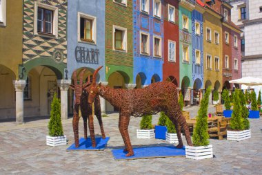 Poznan, Polonya-20 Haziran 2019: anıtlar hasır keçi için-Poznan şehrin sembolü