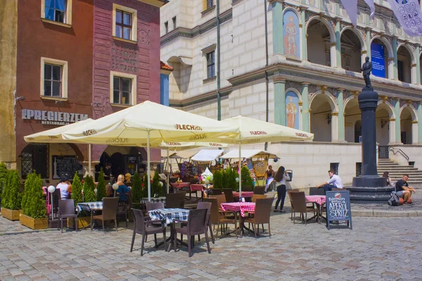 Познан Польша Июня 2019 Года Уличное Кафе Главной Площади Познани — стоковое фото