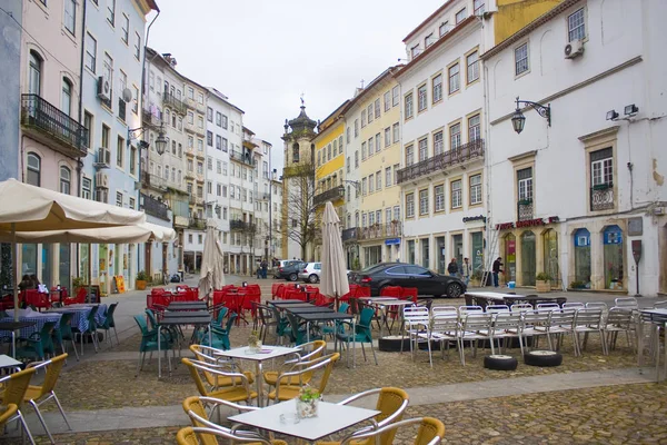 Coimbra Portugal März 2019 Straßencafé Auf Dem Praca Comercio Platz — Stockfoto