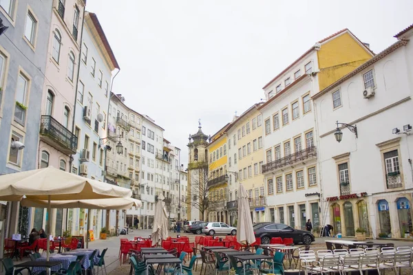 コインブラ ポルトガル 2019年3月1日 コインブラ旧市街のプラカ コマルシオ広場のストリートカフェ — ストック写真