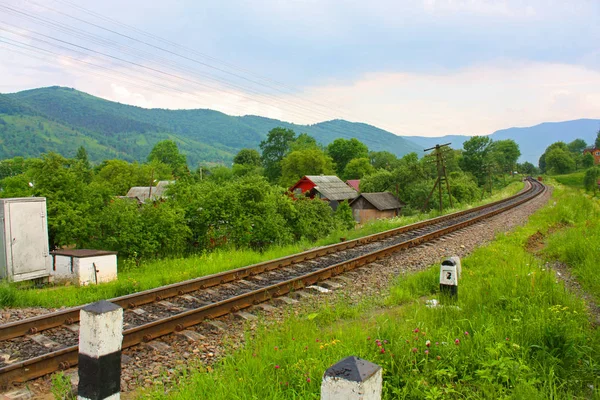 Landscape Rail Road Yaremche Ukraine — Stock Photo, Image