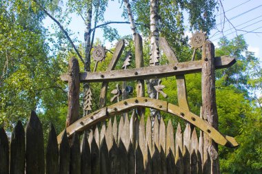 Gate of Housing Complex (X Century, Kyiv, Podil) in Open-air Museum of Folk Architecture and Life of the Middle Dnieper in Pereyaslav-Khmelnitsky clipart