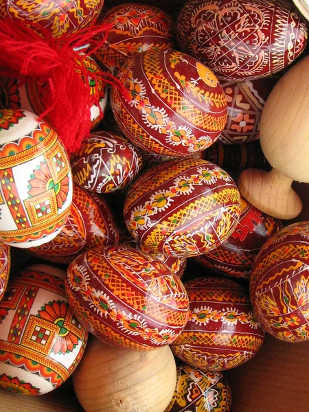 Huevos Pascua Madera Hechos Mano Pysanka Para Venta — Foto de Stock