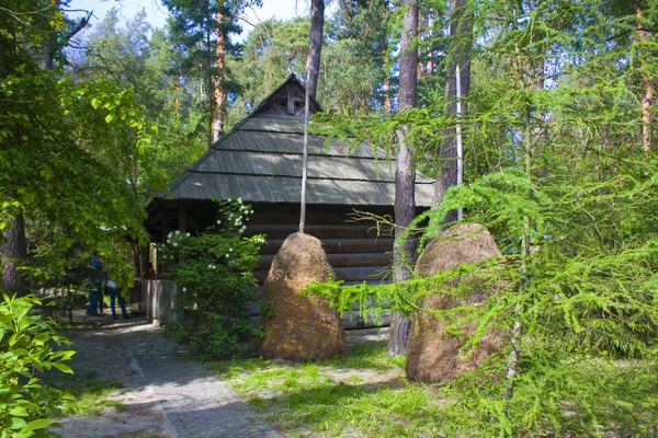 ブゾバ ウクライナ 2019年6月2日 ブゾバのエスノコンプレックスウクライナ村の古い木造ウクライナの家 — ストック写真