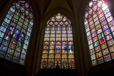 Belçika, Brugge - 3 Mayıs 2019: Brugge'deki St. Salvator Katedrali'nin (Sint-Salvatorskathedraal) içi